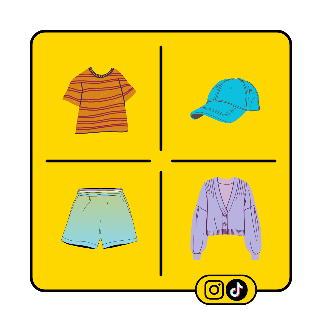 Peças de roupa no Instagram/TikTok